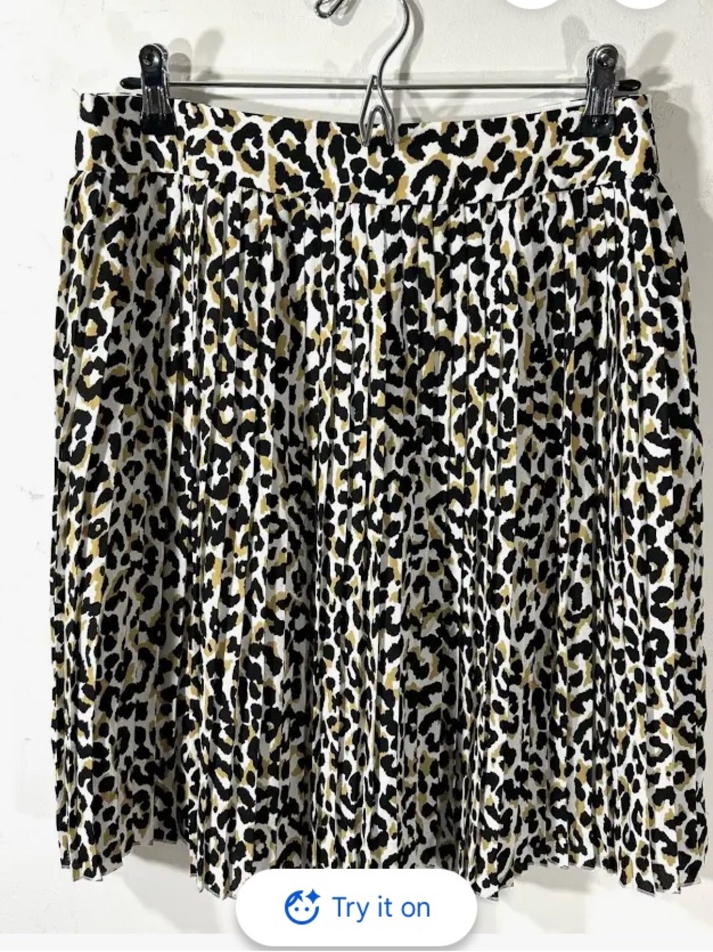 J. Crew Leopard Print Pleated Circle Skirt in Black, White & Gold